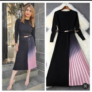 Knit dress with gradient pleat detail